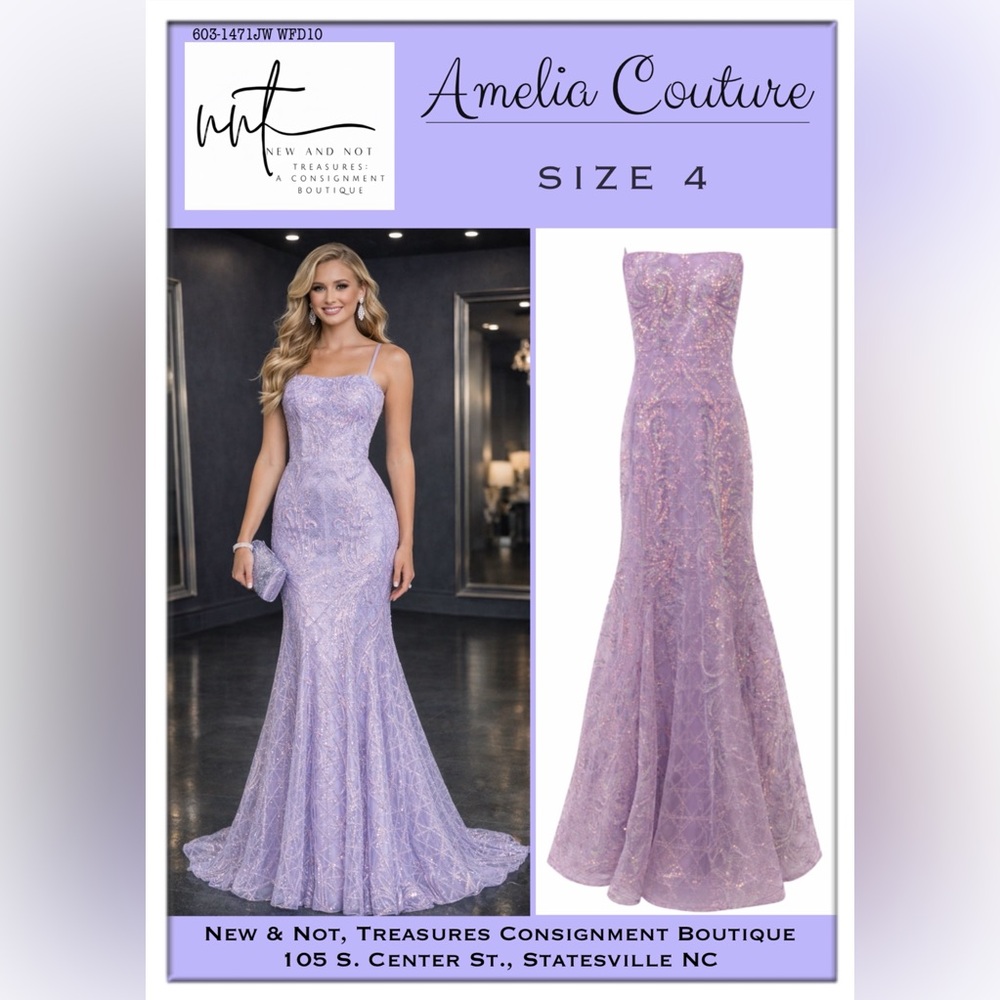 Amelia Couture Lavender Iridescent Sequin Mermaid Corset Gown Sz4 Prom Formal